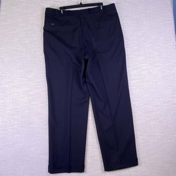 Brooks Brothers Makers Trousers (38x31.5) Mens Brooksease Chalk Stripe Dark Navy - Picture 3 of 9